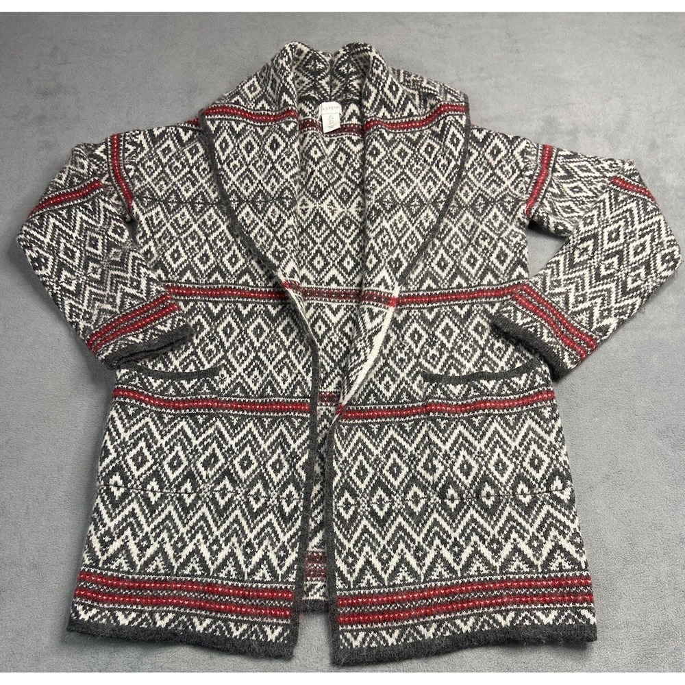 Aspen Sweater Womens Small Cardigan Nordic Fair Isle Wool Open Shawl Long‎ Aztec